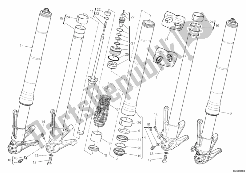 Toutes les pièces pour le Fourche Avant du Ducati Diavel Brasil 1200 2012